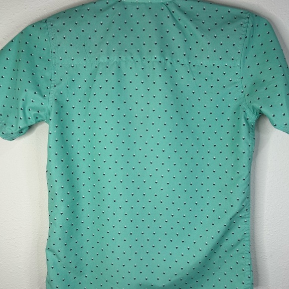 Craft + Flow Boys Size Small 8 Mint Green Short Sleeve Button Down Shirt Print - Picture 6 of 6